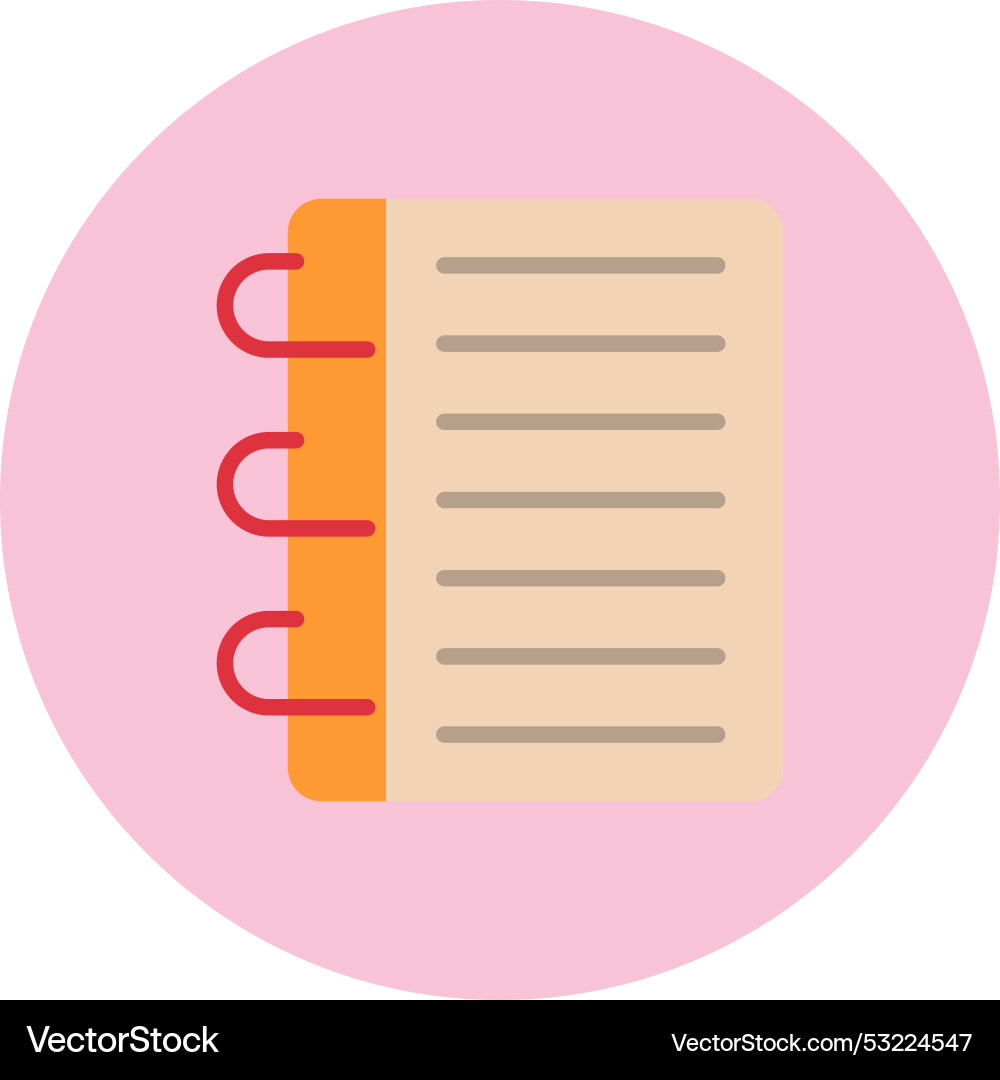 Notebook flat circle icon vector image