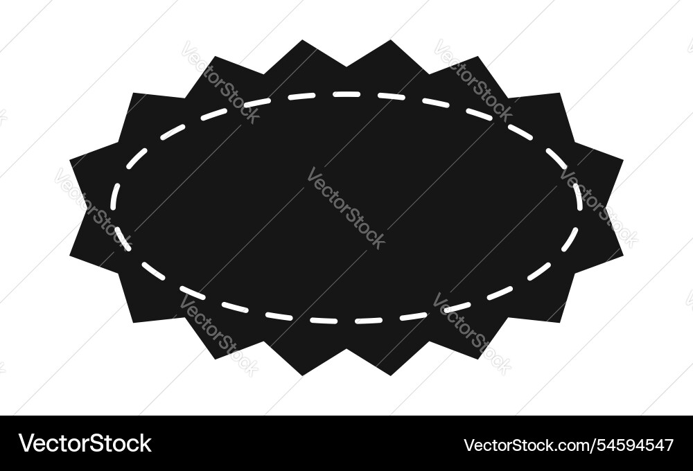 Oval shape with zigzag borders and stitch line Vector Image