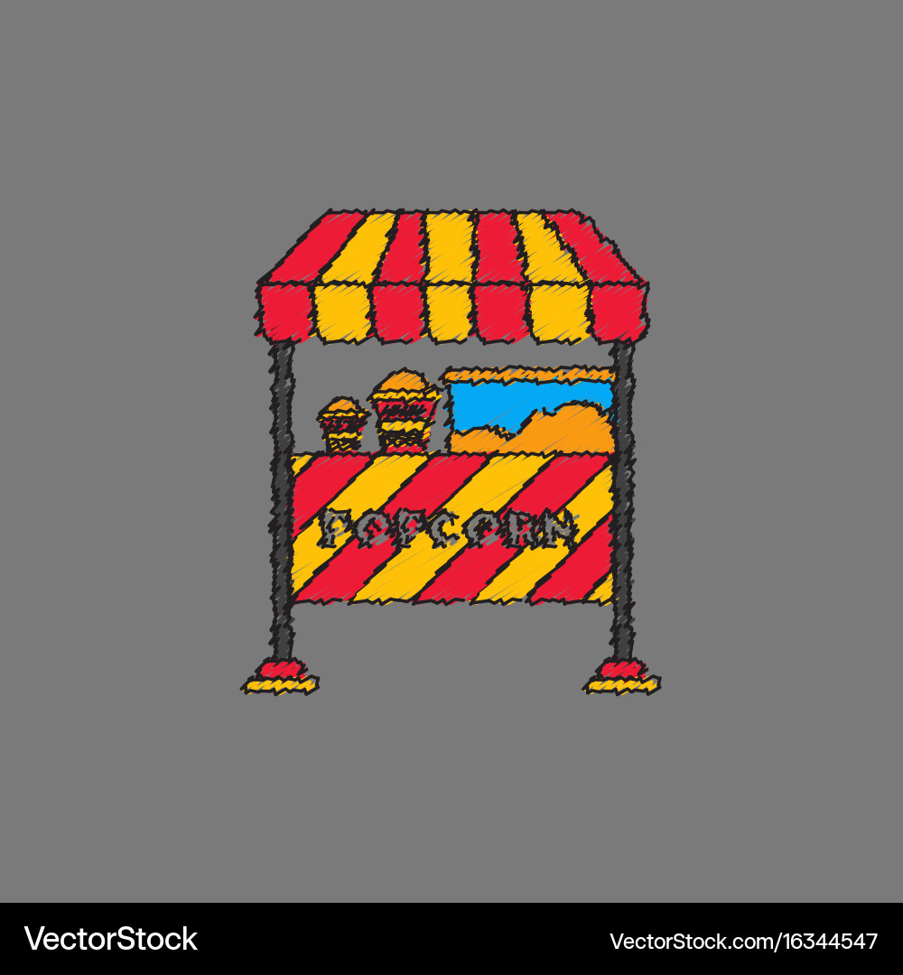 Popcorn shop in hatching style Vector Image
