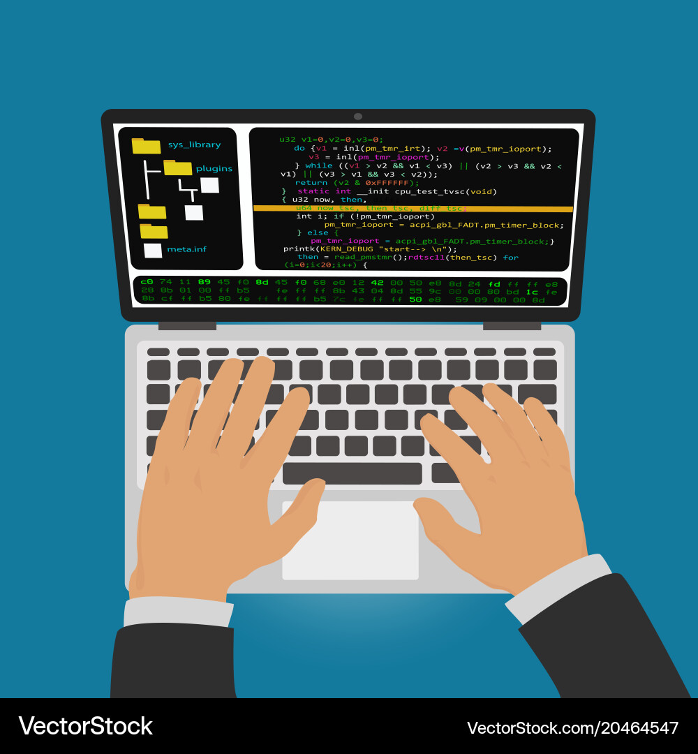 Programmer entwickelt einen Programmcode Vektorbild