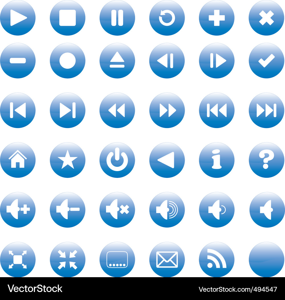 Set of Rounded Media Buttons vector image