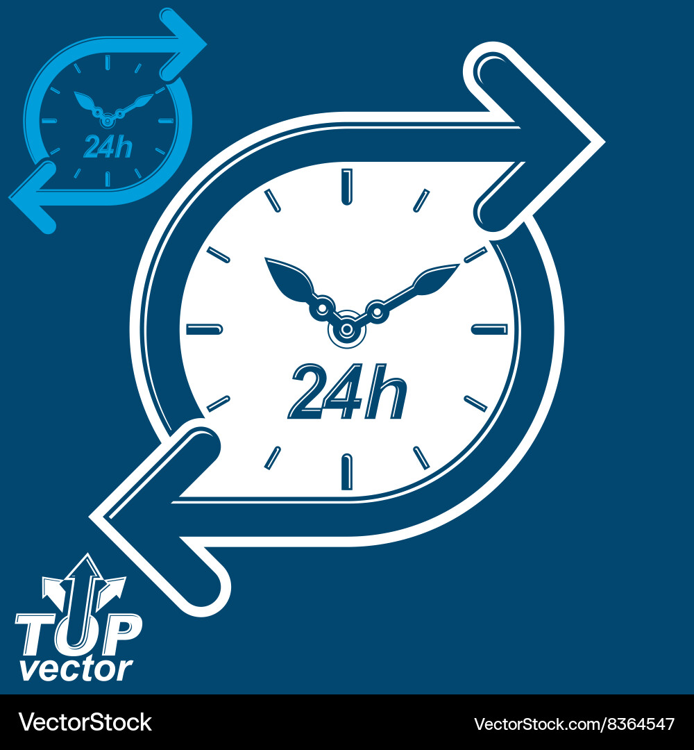 Simple 24 hours timer around-the-clock flat vector image
