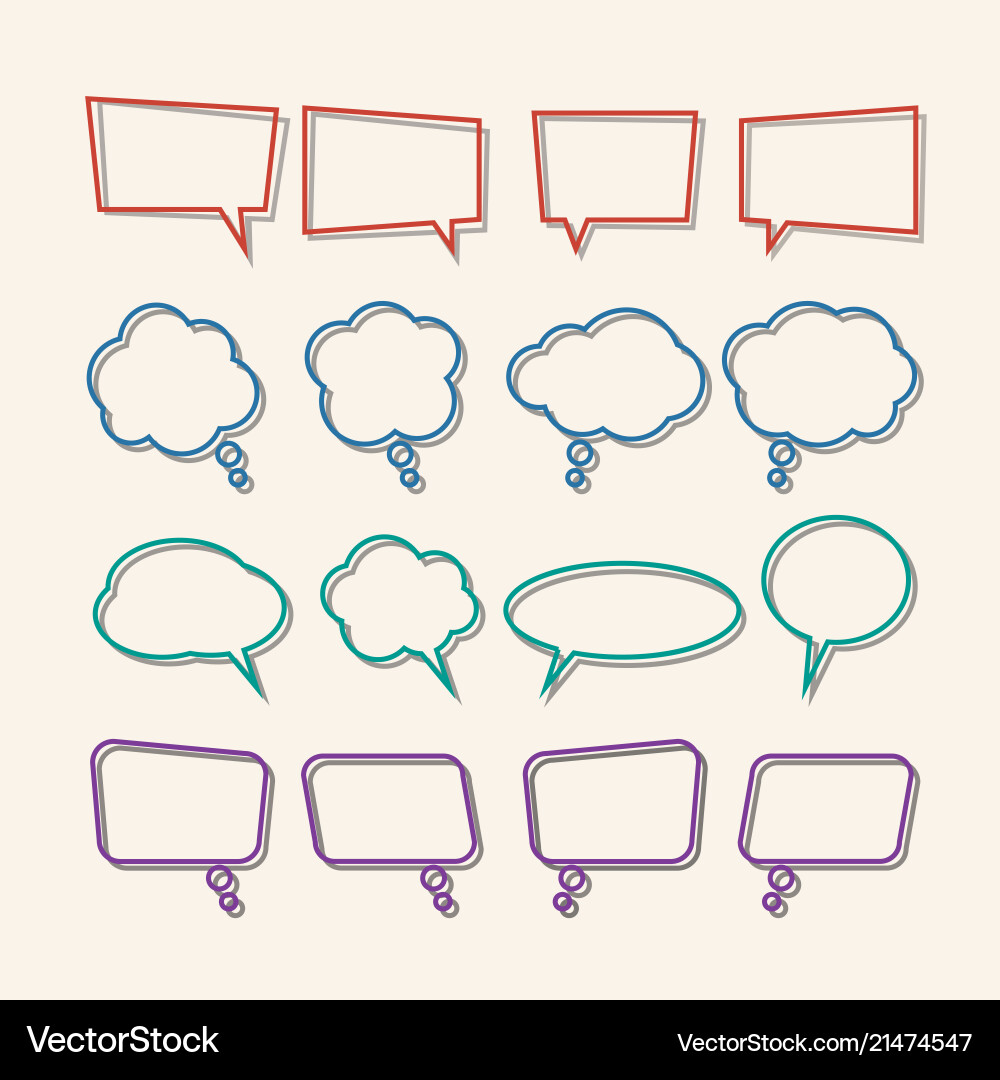 Speech bubble linear with shadows icons set Speech bubble linear with shadows icons set vector image
