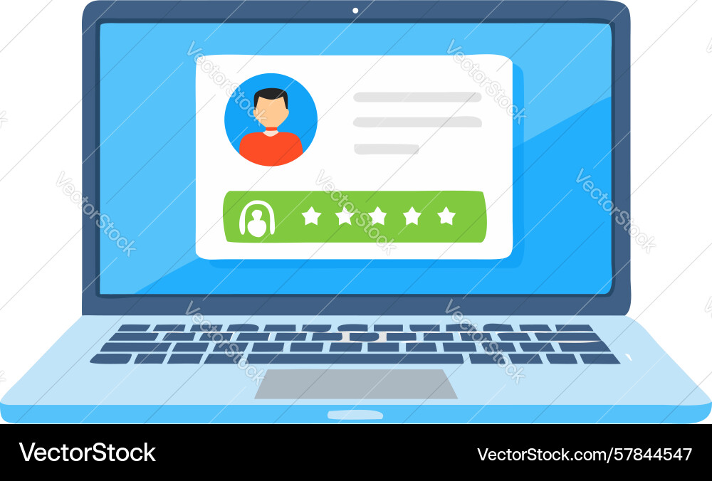 User account rating on laptop display design Vector Image