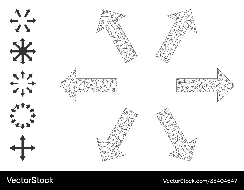 Web net radial arrows icon with simple symbols Web net radial arrows icon with simple symbols Vector Image