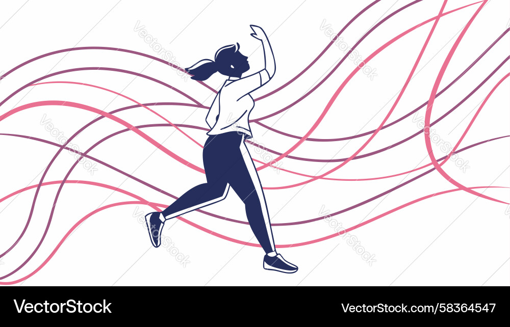 Woman Running with Dynamic Lines Vector Image
