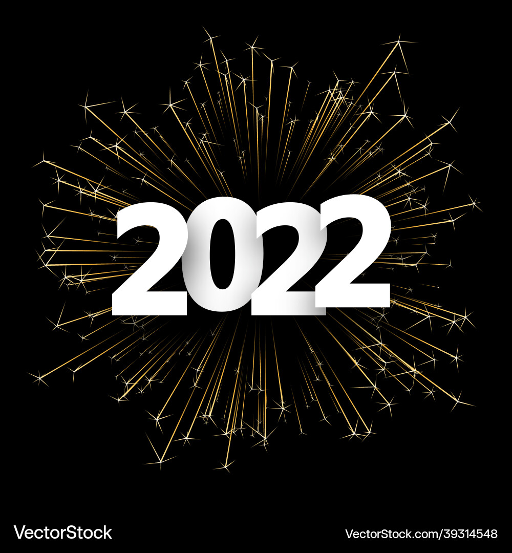 2022 Zeichen über goldene Feuerwerk Hintergrund 2022 Zeichen über goldene Feuerwerk Hintergrund Vektorbild