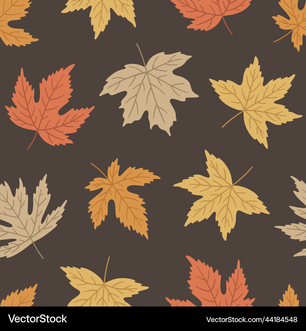 Autumn seamless pattern with different maple Autumn seamless pattern with different maple vector image