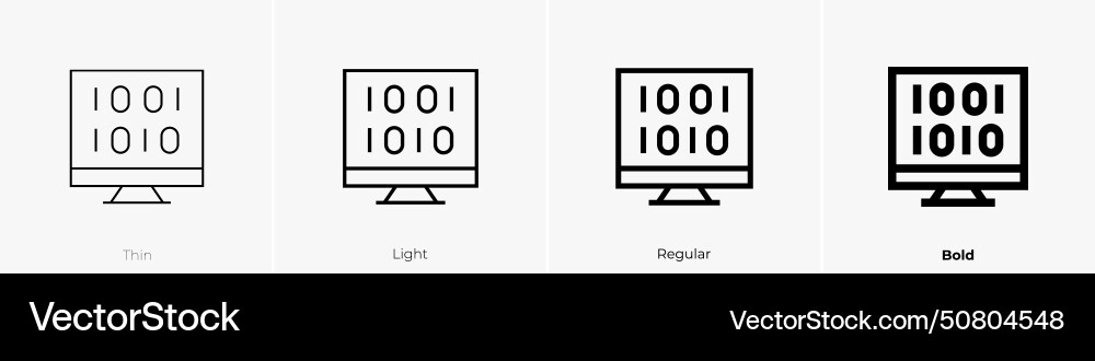 Binary icon thin light regular and bold style Binary icon thin light regular and bold style vector image