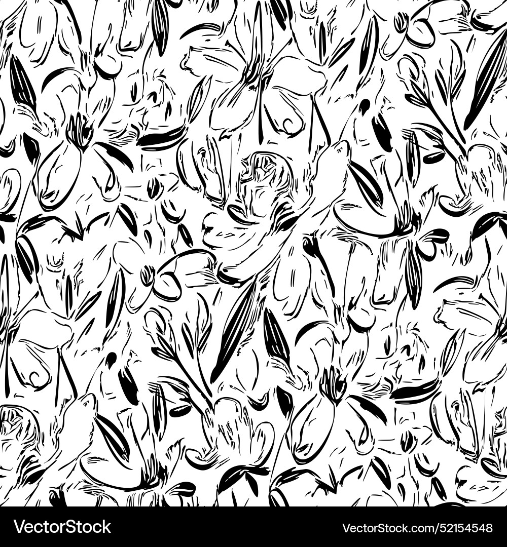 Black and white seamless pattern with flowers Black and white seamless pattern with flowers vector image