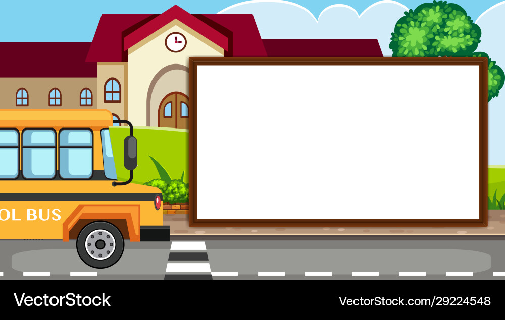 Border template with school building in background Border template with school building in background vector image