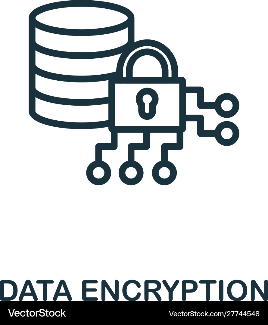 Data encryption icon outline style thin line Data encryption icon outline style thin line vector image