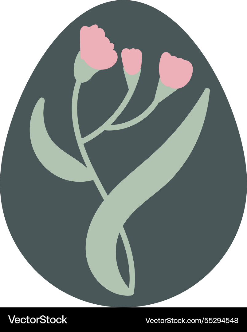 Easter egg with flower handdrawn Easter egg with flower handdrawn vector image