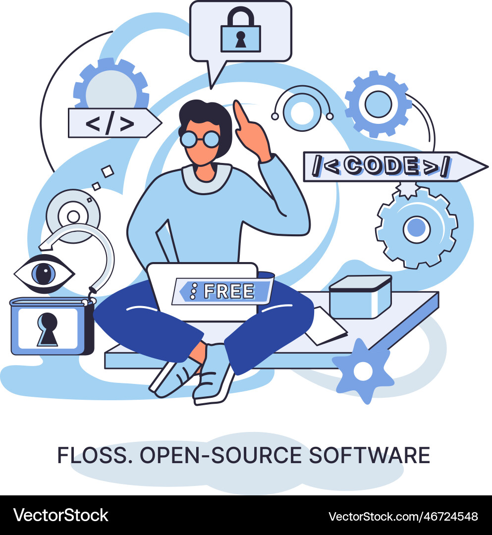 Floss open source software free product anyone Floss open source software free product anyone Vector Image