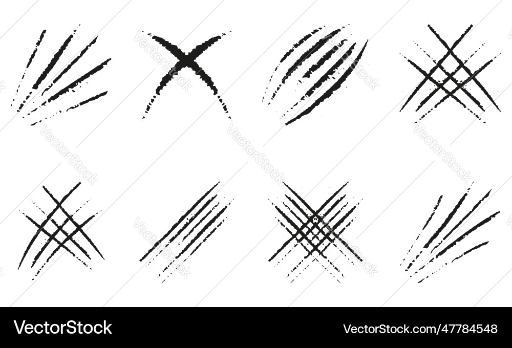 Grunge texture slash collection claw scratch set Grunge texture slash collection claw scratch set vector image