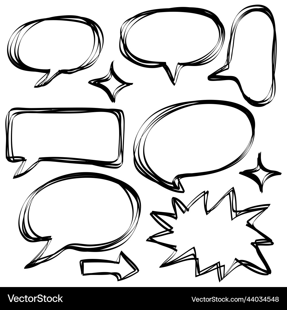 Hand drawn set of empty comic speech bubbles Hand drawn set of empty comic speech bubbles vector image