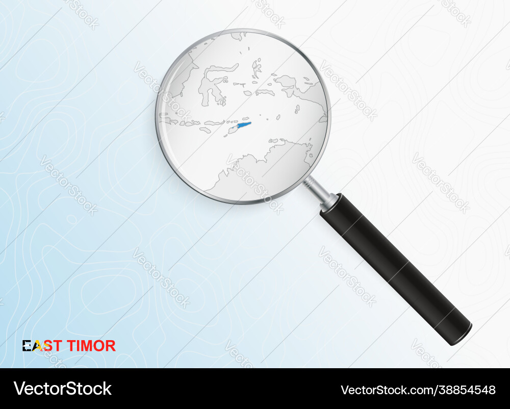 Magnifier with map east timor on abstract vector image