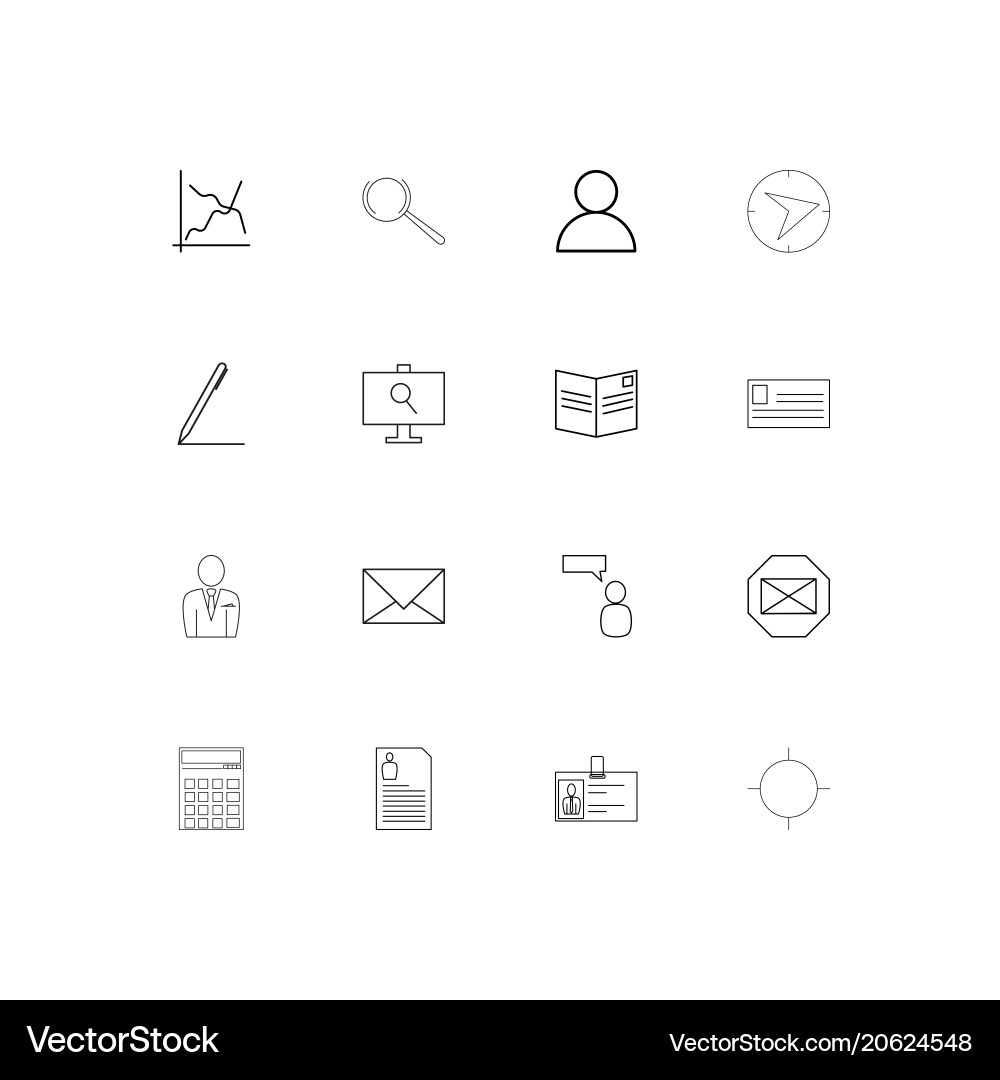 Office simple linear icons set outlined vector image