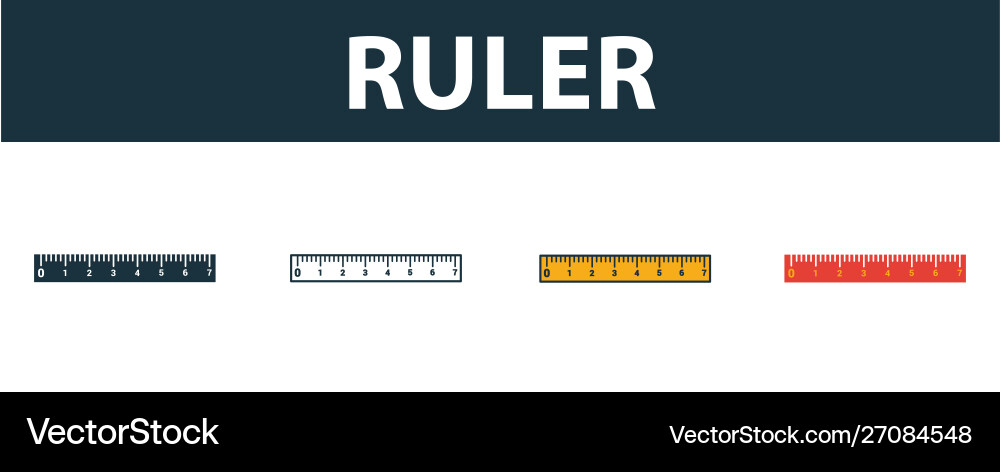 Ruler icon set four elements in different styles Vector Image