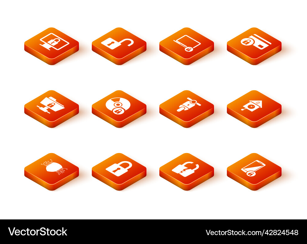 Set cyber security lock ftp folder and cd Set cyber security lock ftp folder and cd vector image