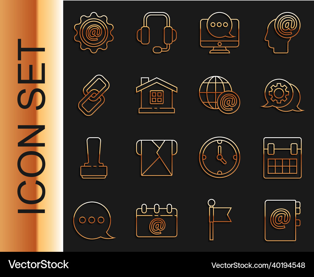 Set line address book calendar speech bubble Set line address book calendar speech bubble vector image