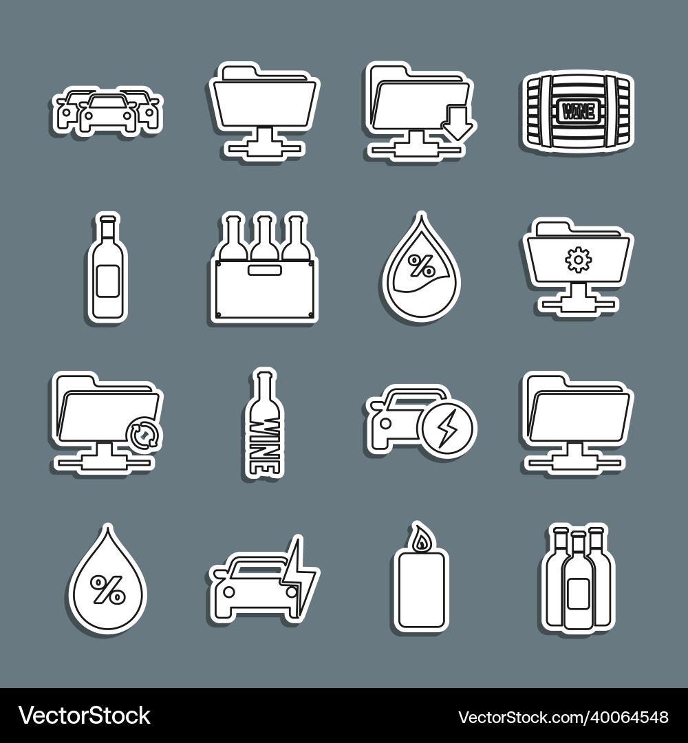 Set line bottles of wine ftp folder settings Set line bottles of wine ftp folder settings vector image