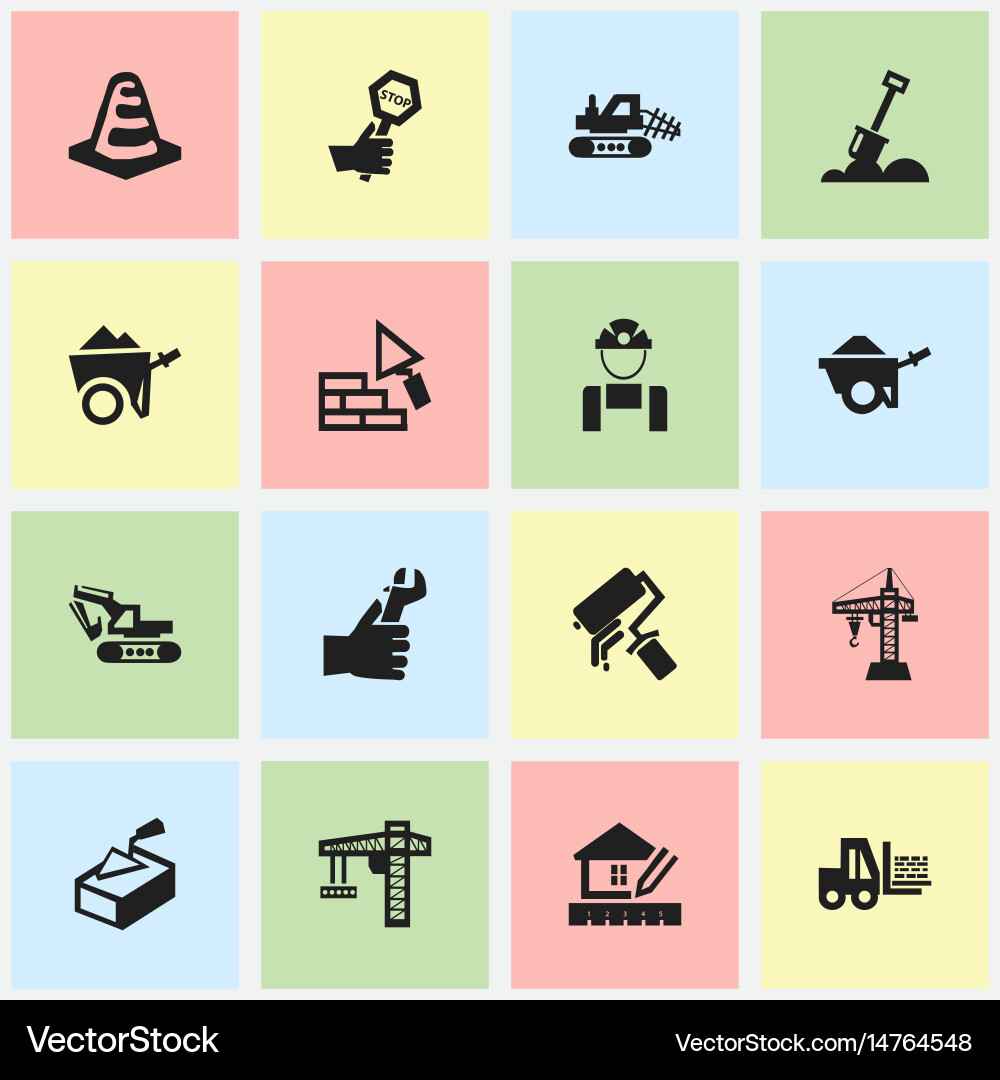 Set of 16 editable structure icons includes vector image