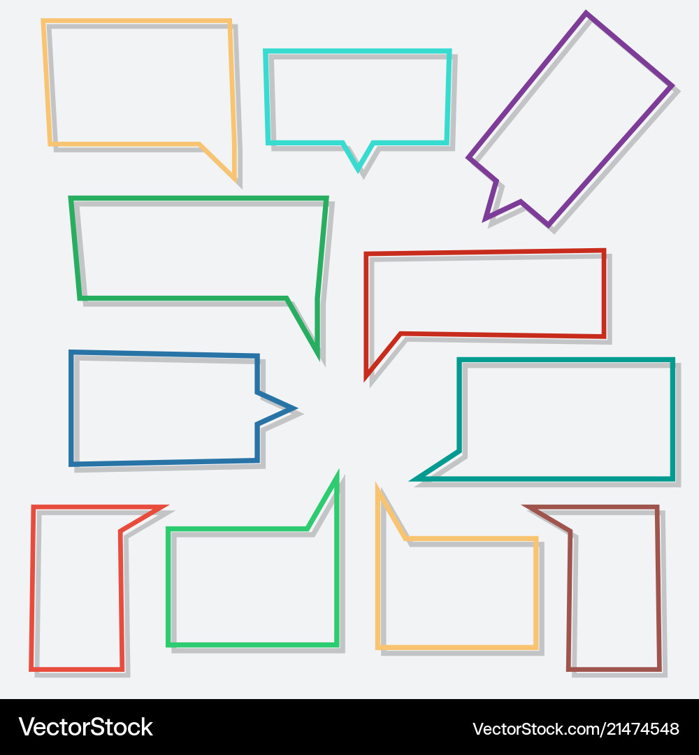 Speech bubbles linear icons in shape rectangle Speech bubbles linear icons in shape rectangle vector image