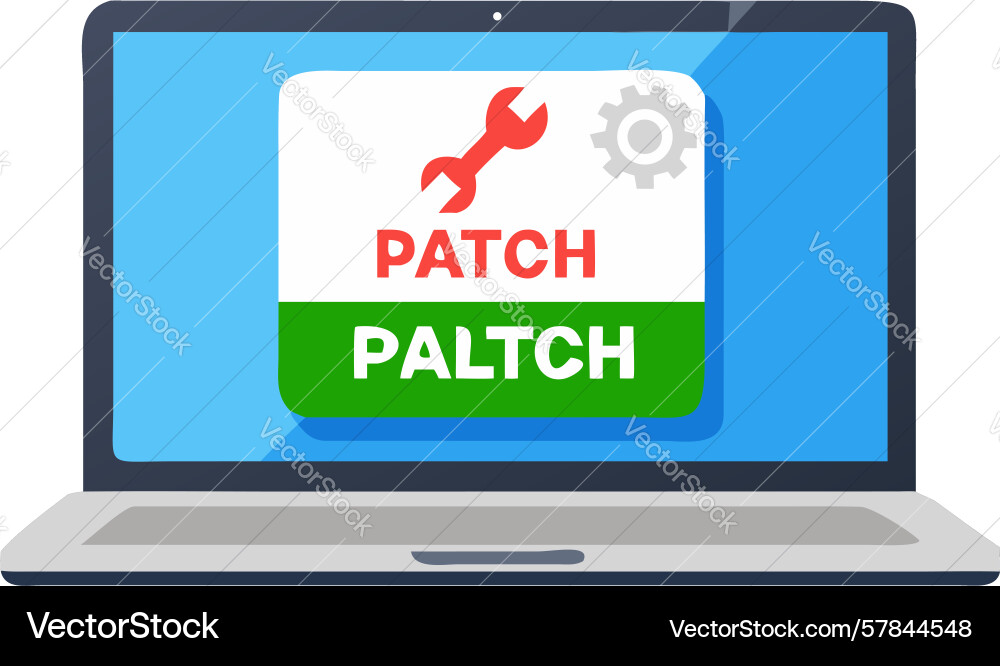 System patch update on laptop screen design Vector Image