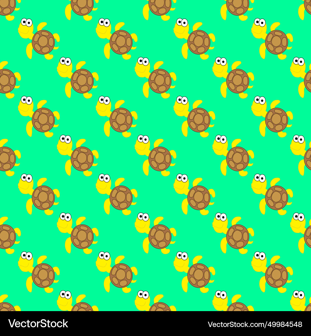 Turtle seamless pattern on the green background Vector Image