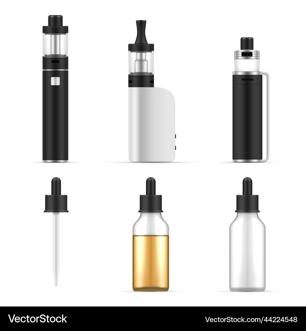 Vape accessories set realistic Vape accessories set realistic vector image
