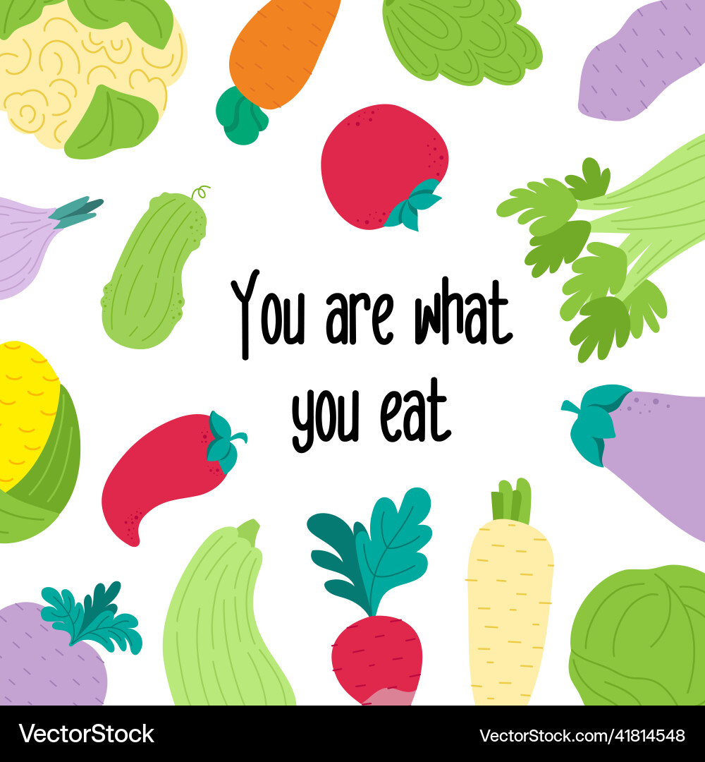 Vegan Slogan Motivation du bist was du isst Vektorbild