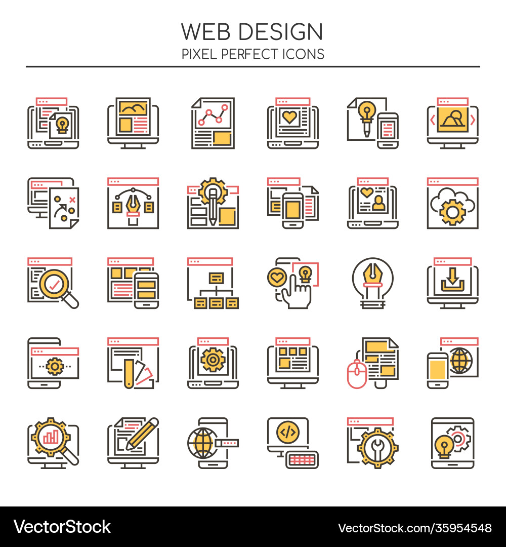 Web design elements thin line and pixel perfect vector image