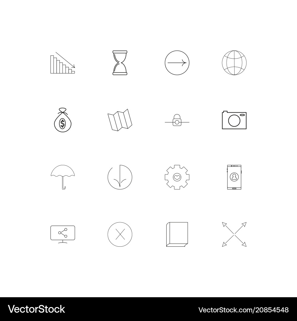 Web linear thin icons set outlined simple Vector Image