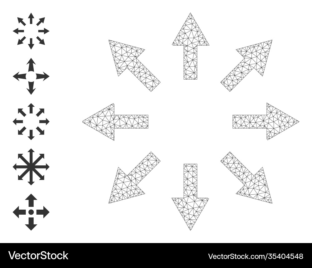 Web net radial arrows icon with simple glyphs Web net radial arrows icon with simple glyphs Vector Image