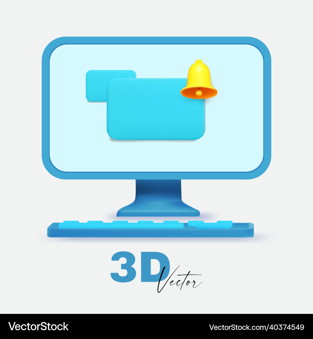 3d minimal desktop screen mockup with dialog 3d minimal desktop screen mockup with dialog vector image