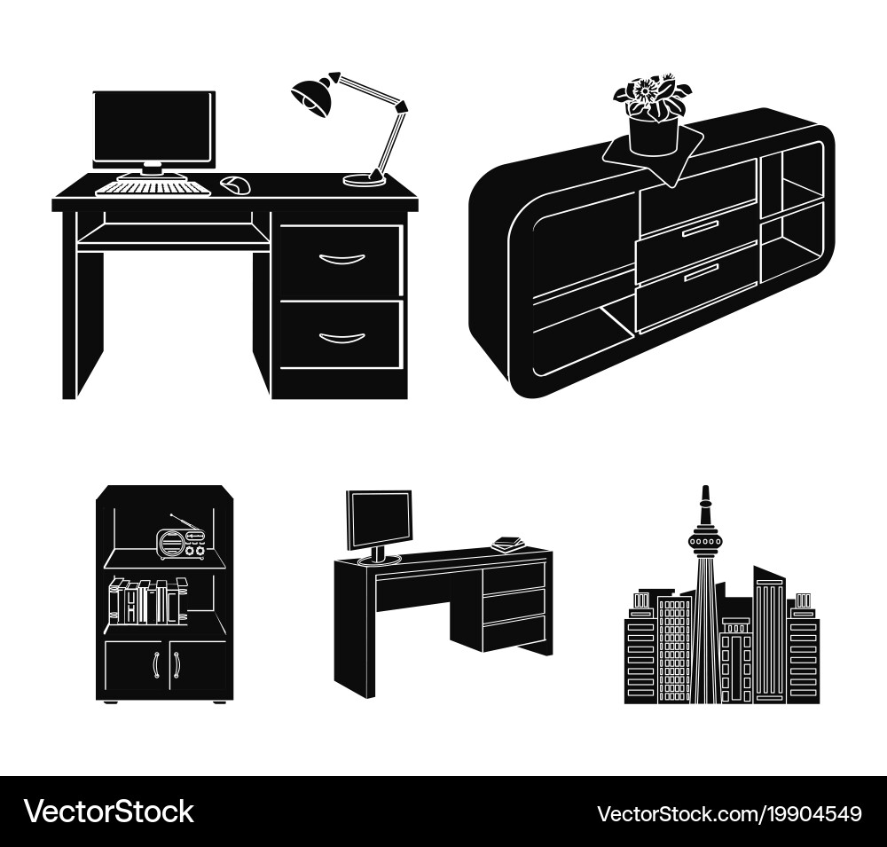A shelf with flower desk computer vector image