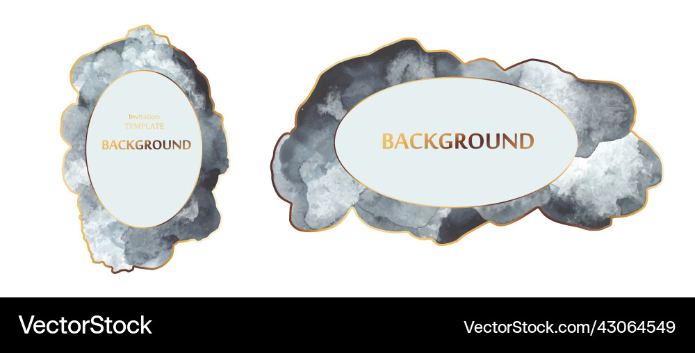 Abstract watercolor forms frames grey black Vector Image