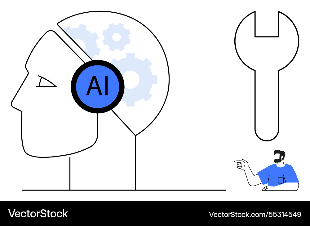 Ai-driven problem solving human interaction Ai-driven problem solving human interaction vector image