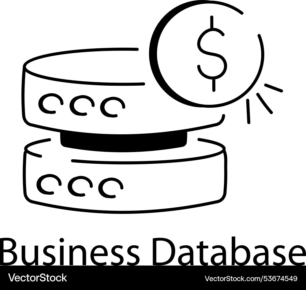 Basic rgbdrawing style icon of business database vector image