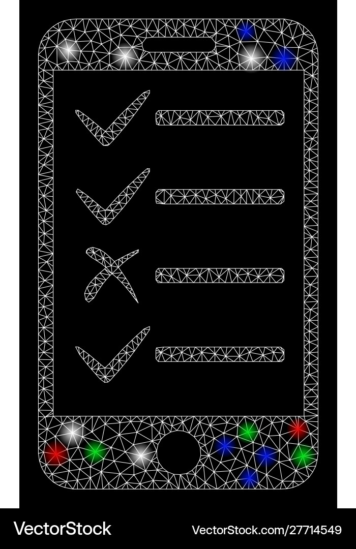 Bright mesh wire frame mobile todo list with flare vector image