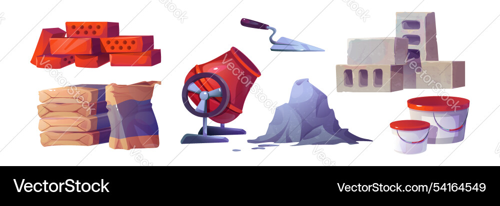 Building materials set isolated on white Vector Image