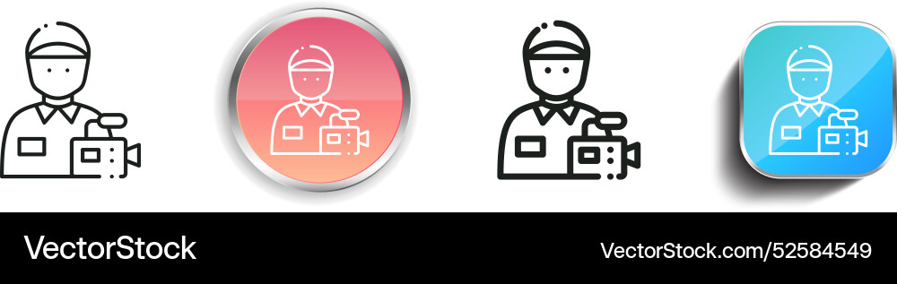 Cameraman icon thin linear regular and button vector image