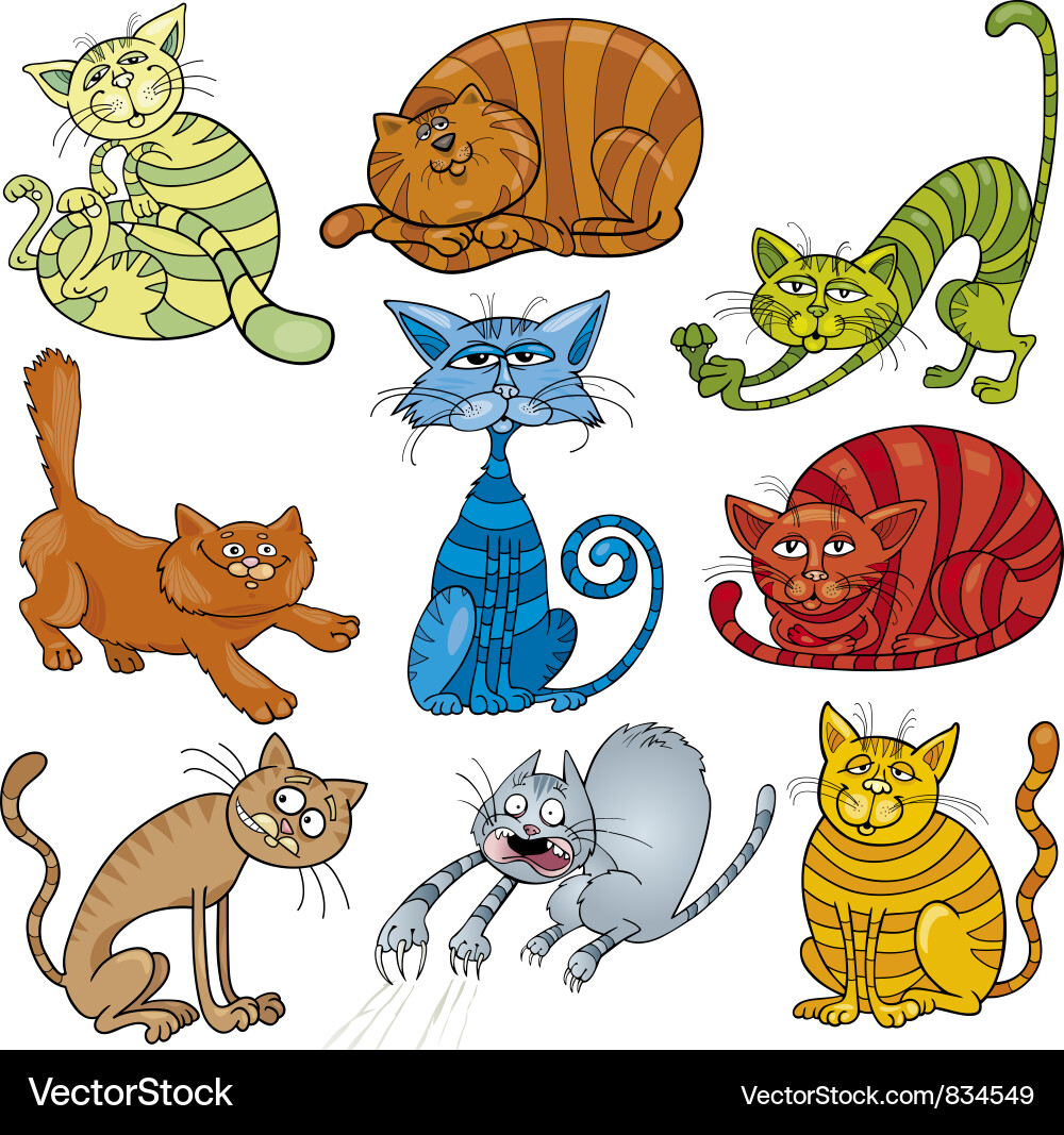 Cute Cartoon Cat Set vector image
