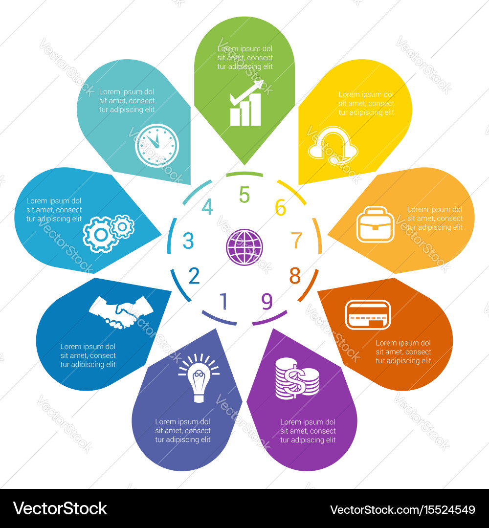 Nine Arrows in Circular Pattern vector image