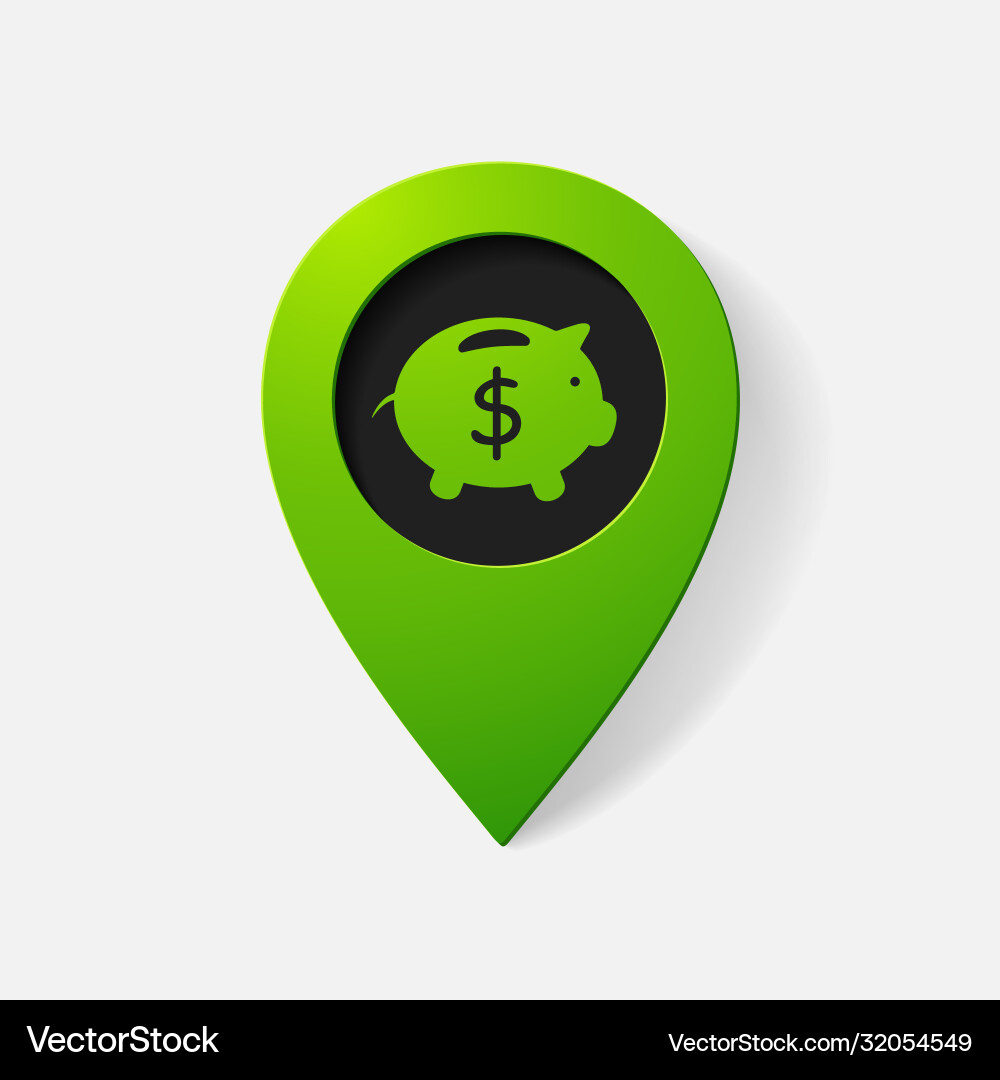Realistic color pointer moneybox pig Realistic color pointer moneybox pig vector image