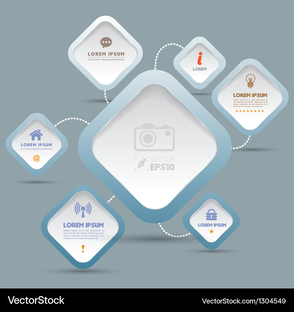 Rectangle 3d style with icons vector image