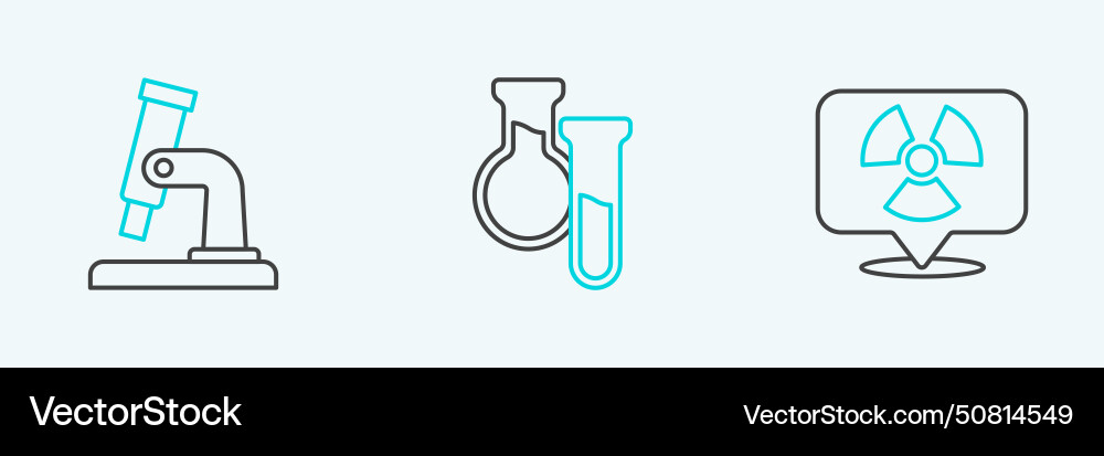 Set line radioactive in location microscope Set line radioactive in location microscope vector image