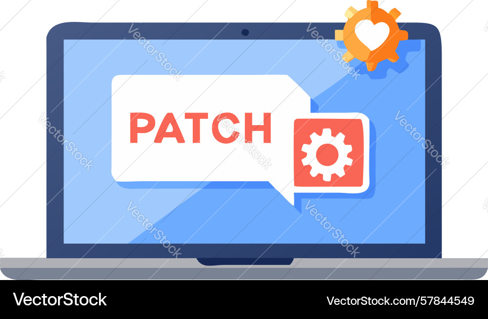 Software update notification on laptop screen Vector Image
