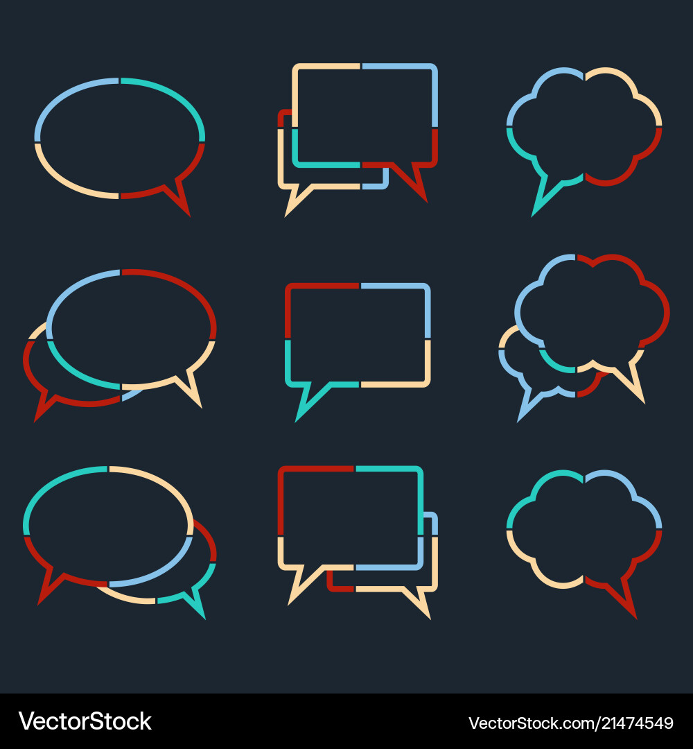 Speech bubbles linear icons of colorful dotted Speech bubbles linear icons of colorful dotted vector image